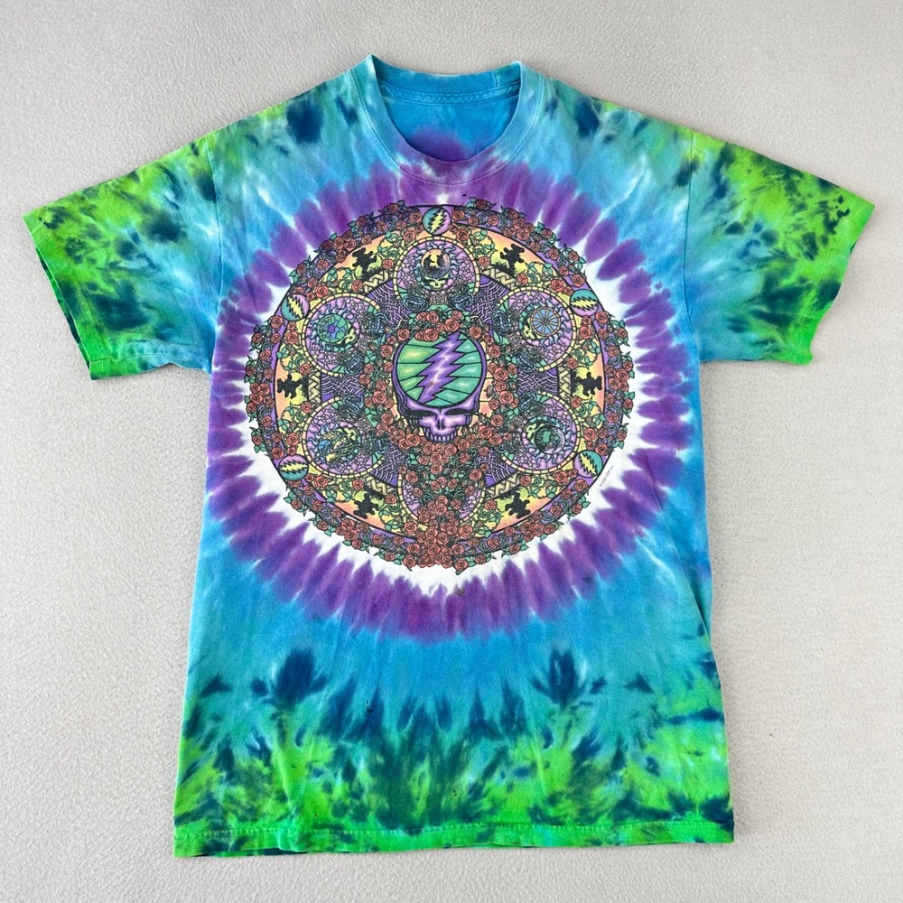 VTG 2000 Grateful Dead Mandala T-Shirt Adult Small Tie Dye Liquid Blue Band Tee